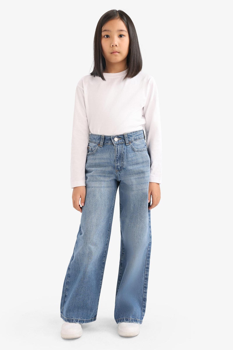 DeFacto Blue Girl Girl Wide Leg Jeans Casual - Image 5